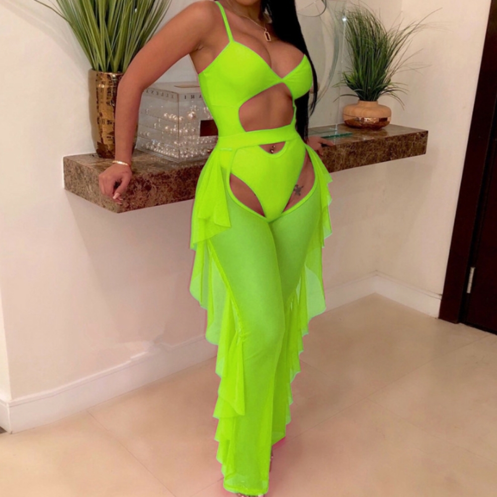 🆕⭐Neon yellow/green 2 piece mesh pant set